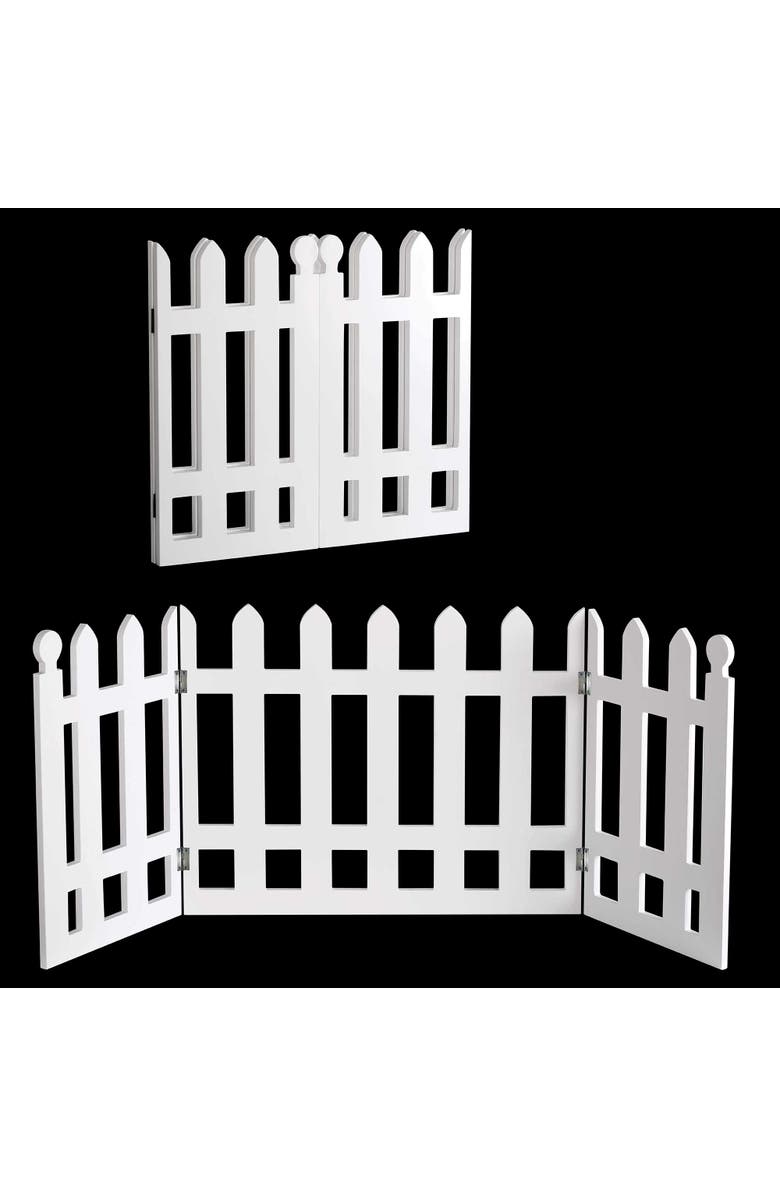 Etna Products Wooden Pet Gate White Picket Fence, Alternate, color, Multicolored