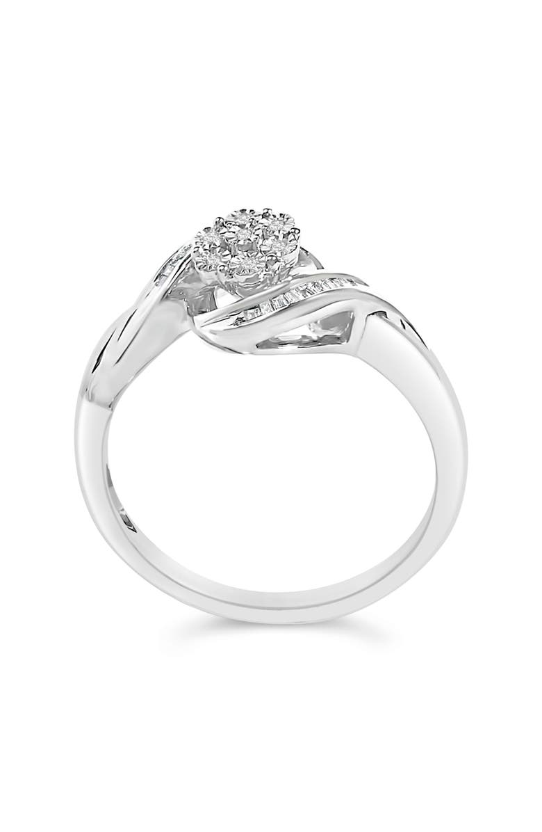 Haus of Brilliance Sterling Silver 1/10 Cttw Diamond Bypass Cluster Ring, Alternate, color, Silver