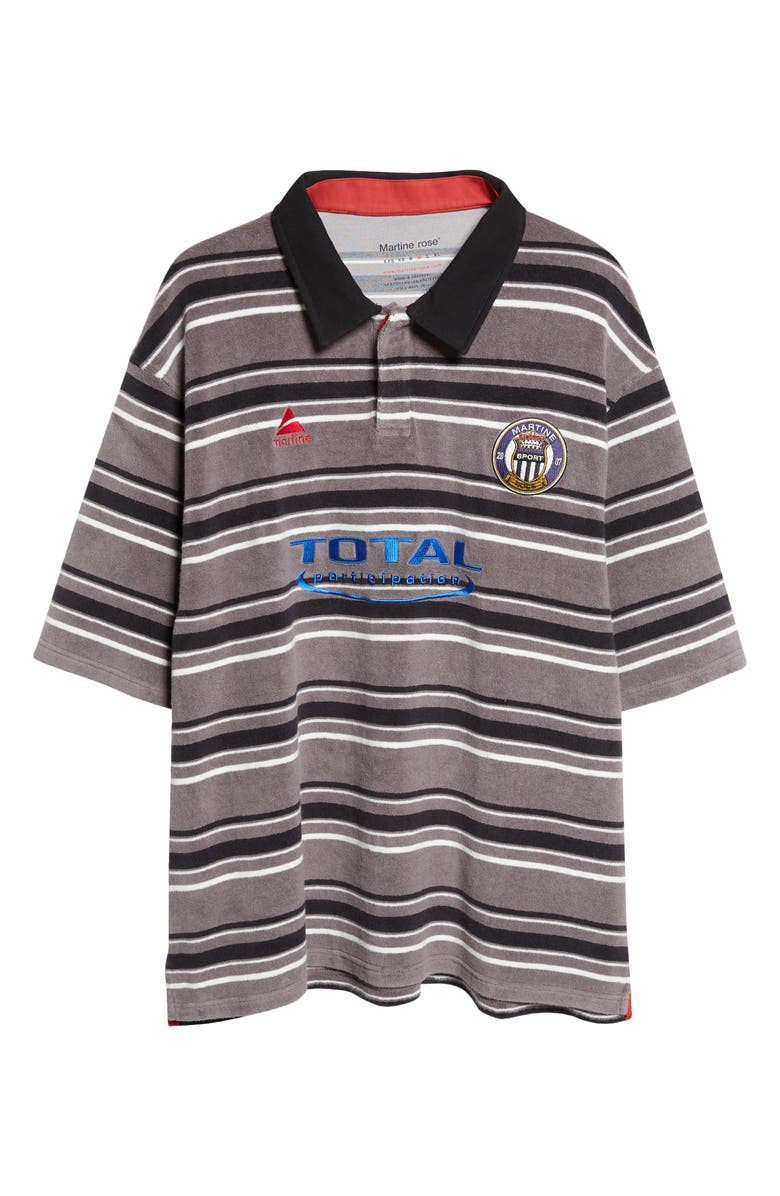 Martine Rose Stripe Oversize Polo, Main, color, Grey Black Stripe