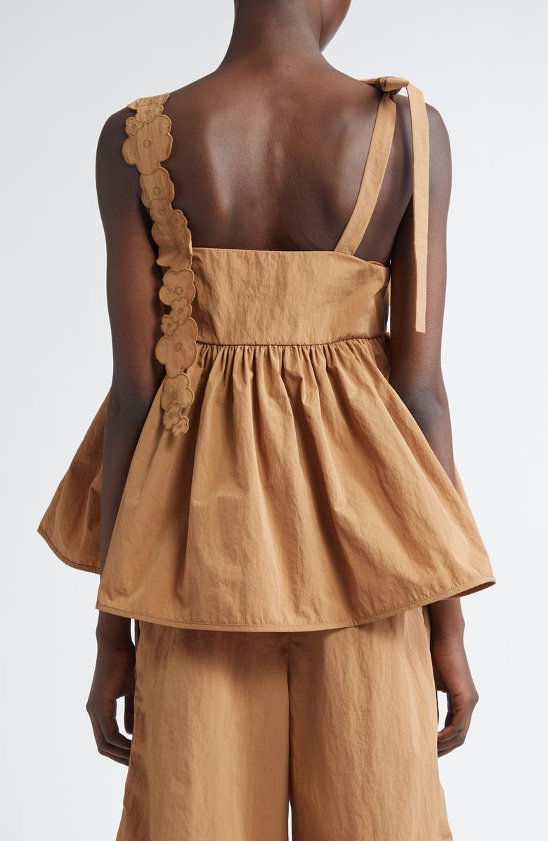 Cecilie Bahnsen Onyx Floral Appliqué Nylon Ripstop Top, Alternate, color, Chestnut