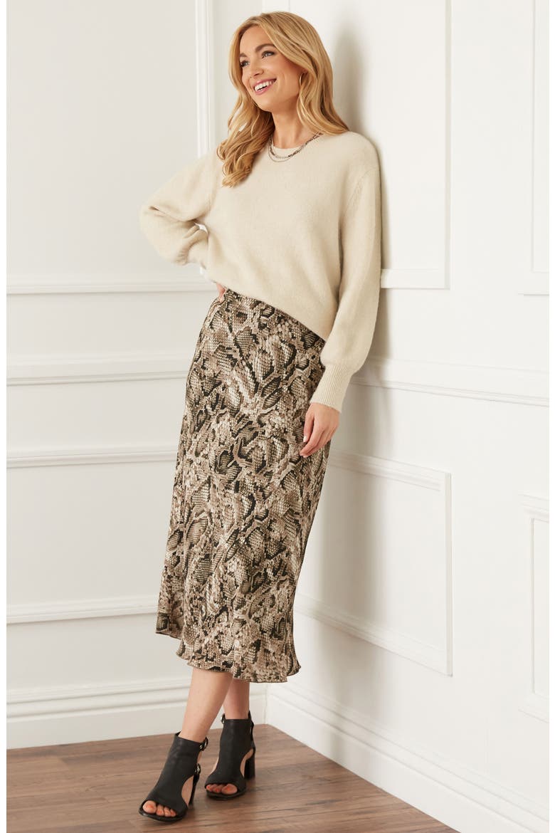Bias Cut Snake Print Midi Skirt, Alternate, color, PRINT