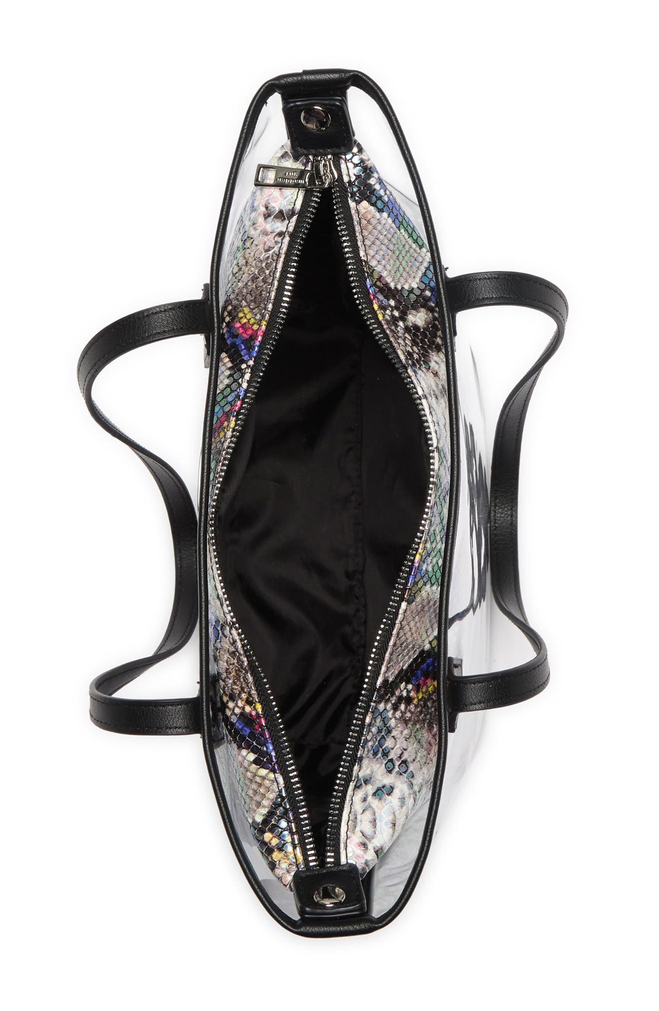 Madden Girl Snake Embossed Pouch & Transparent Tote Bag, Alternate, color, 