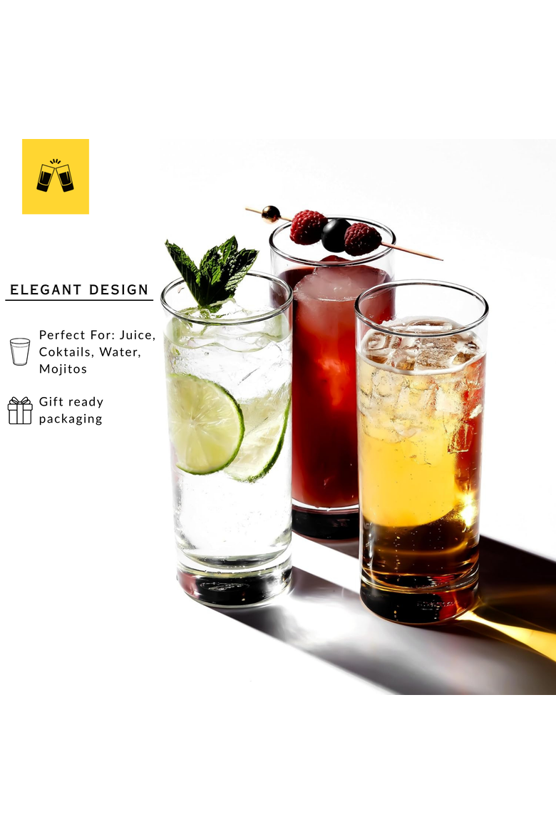 Highball Glasses Heavy Base Tom Collins Glasses - 12oz Set of 12, Alternate, color, Clear