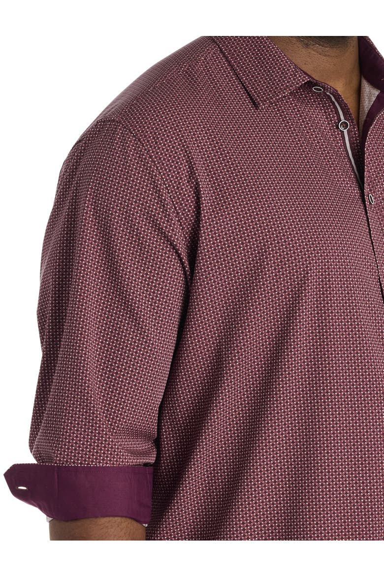 Big & Tall Micro Print Sport Shirt, Alternate, color, BURGUNDY