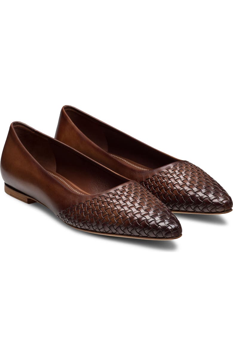 Magnanni Stasia Woven Pointed Toe Flat, Main, color, Brown