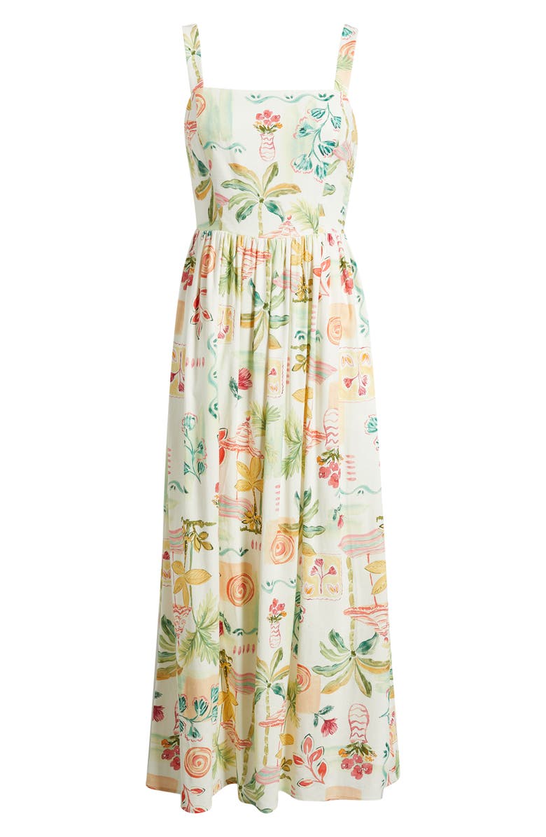 Julia Jordan Tropical Print Midi Dress, Alternate, color, Ivory Multi