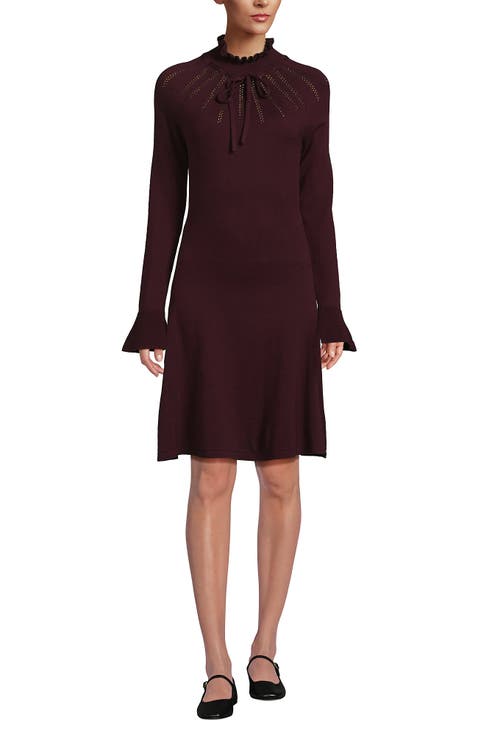 Fine Gauge Cotton Fit and Flare Sweater Dress