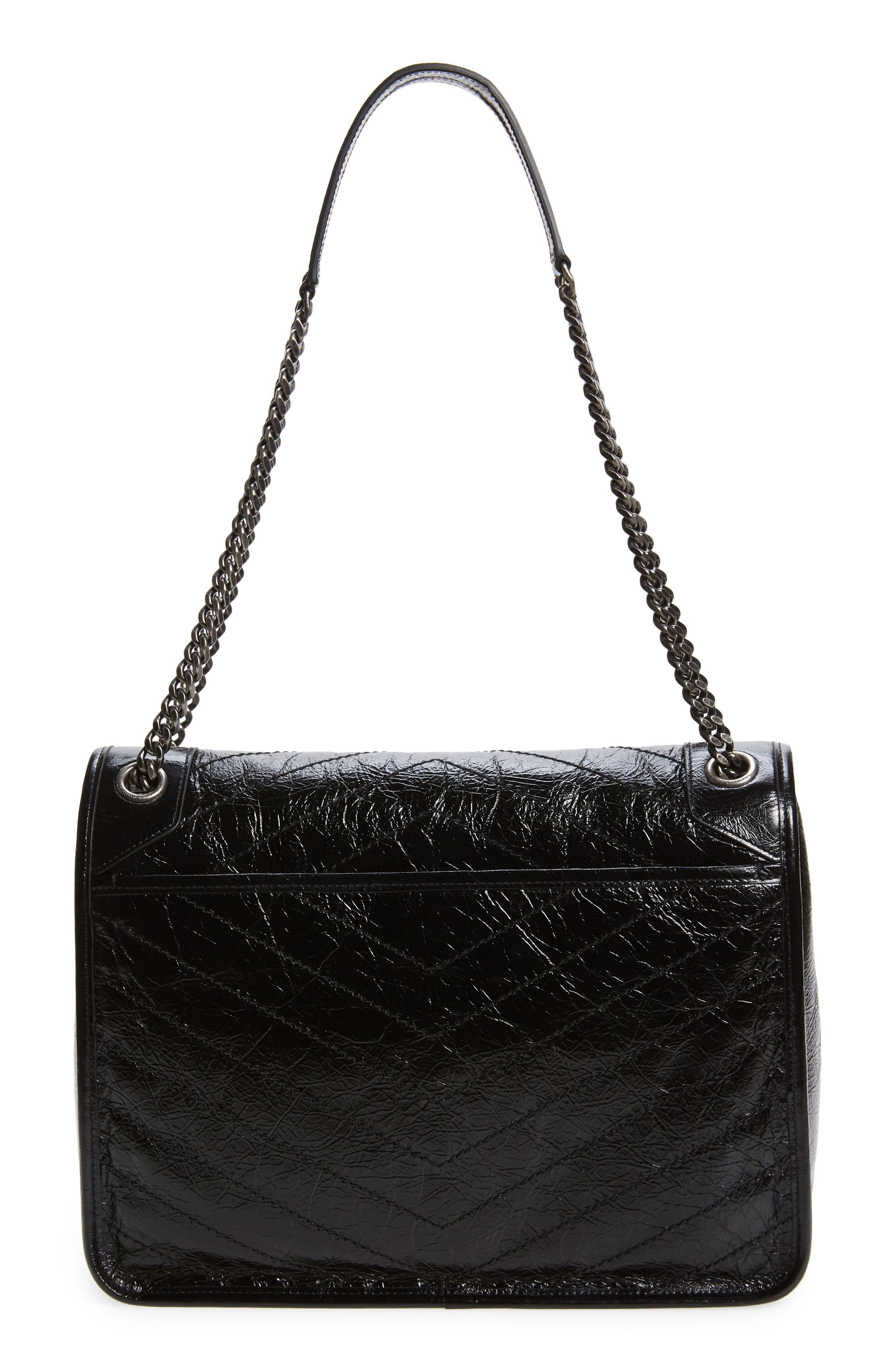 Saint Laurent Large Niki Crinkled Matelassé Leather Shoulder Bag, Alternate, color, 