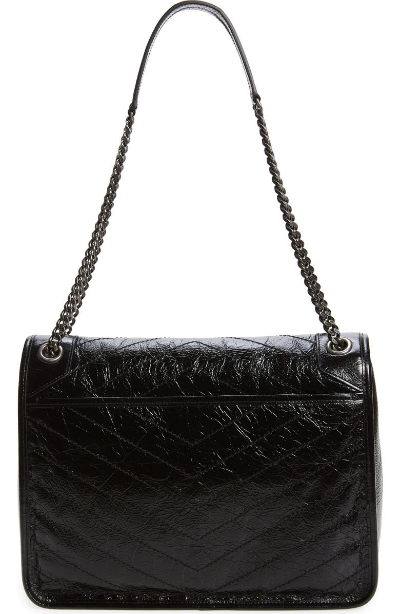 Saint Laurent Large Niki Crinkled Matelassé Leather Shoulder Bag, Alternate, color,