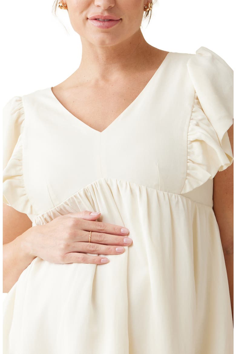 Flutter Sleeve Maternity/Nursing Dress, Alternate, color, BUTTERMILK
