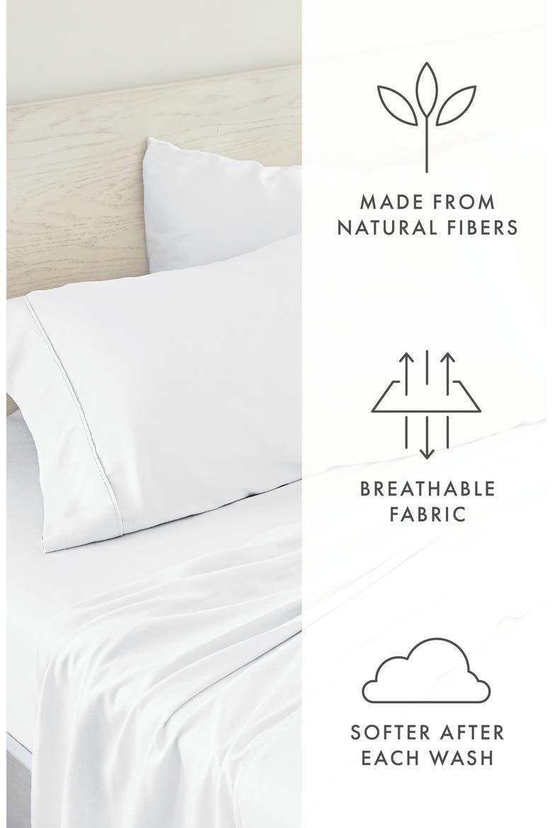 Luxury 4-Piece Rayon & Linen Blend Bed Sheet Set, Alternate, color, WHITE