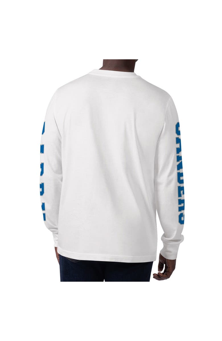 STARTER Men's Starter Barry Sanders White Detroit Lions Clutch Long Sleeve T-Shirt, Alternate, color,