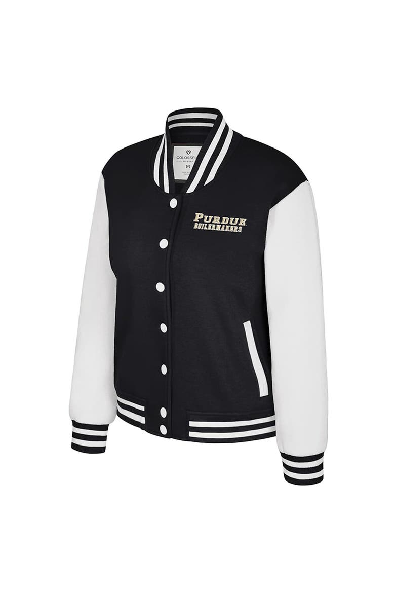 Women's Colosseum Black Purdue Boilermakers French Baguette Full Snap Fleece Jacket, Alternate, color, Black