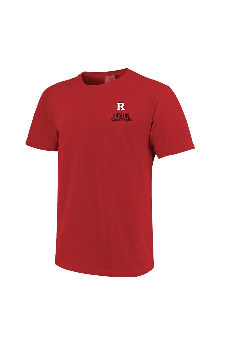 IMAGE ONE Men's Scarlet Rutgers Scarlet Knights Comfort Colors Mascot Overlay T-Shirt, Alternate, color, Scarlet