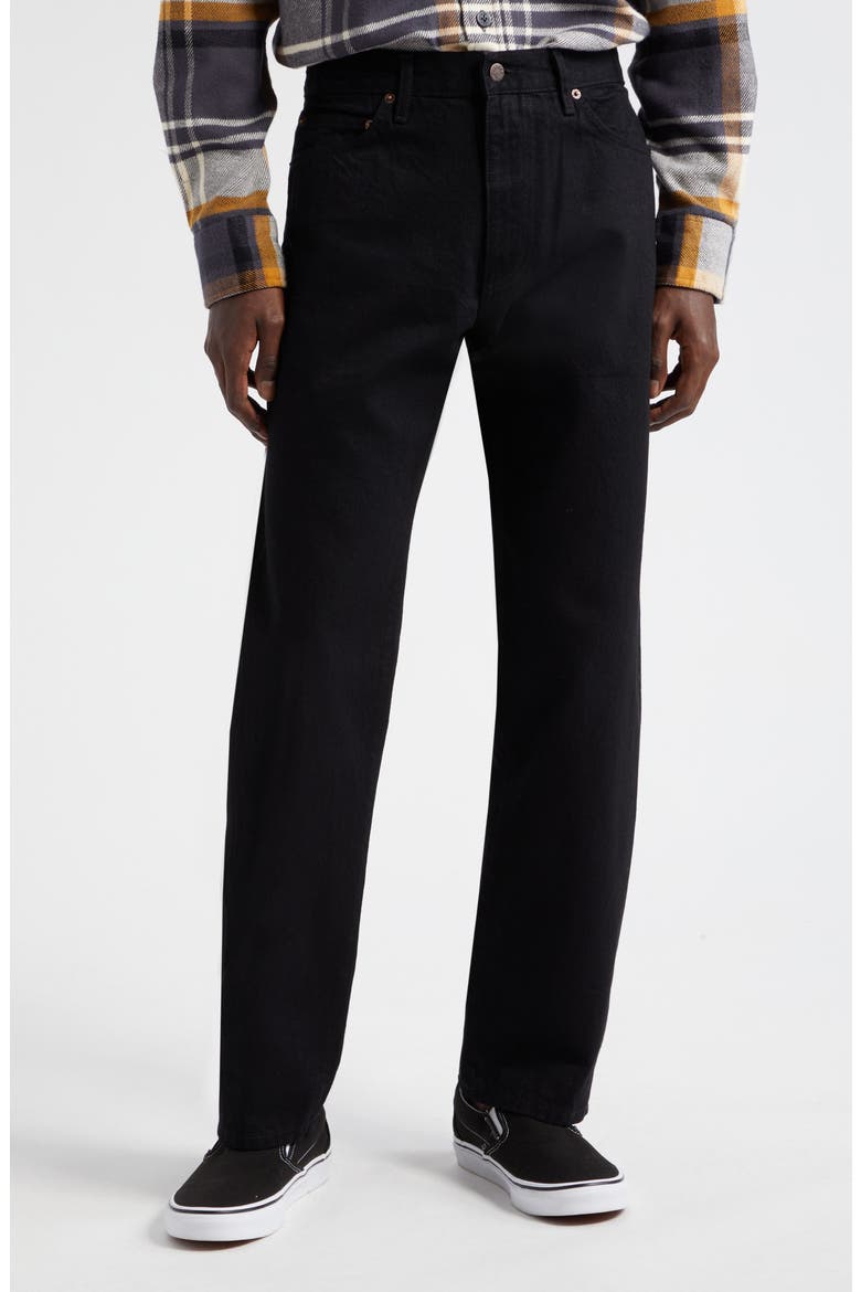 Selvedge Straight Leg Jeans, Main, color, BLACK