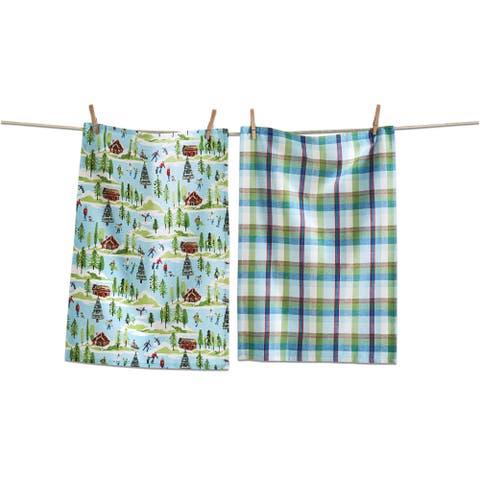 Winterfest Multicolor Cotton Dishtowel Set of 2 for Christmas