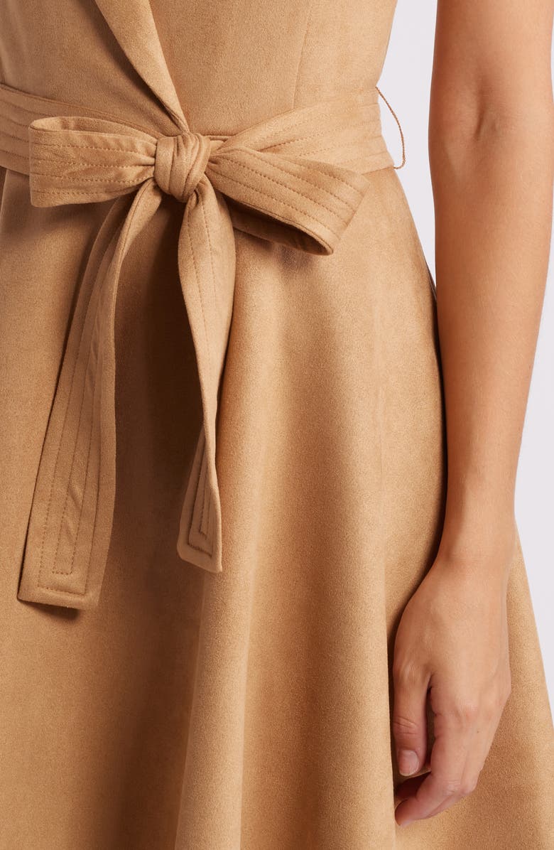 Halogen<sup>®</sup> Belted Sleeveless Faux Suede Tuxedo Dress, Alternate, color,