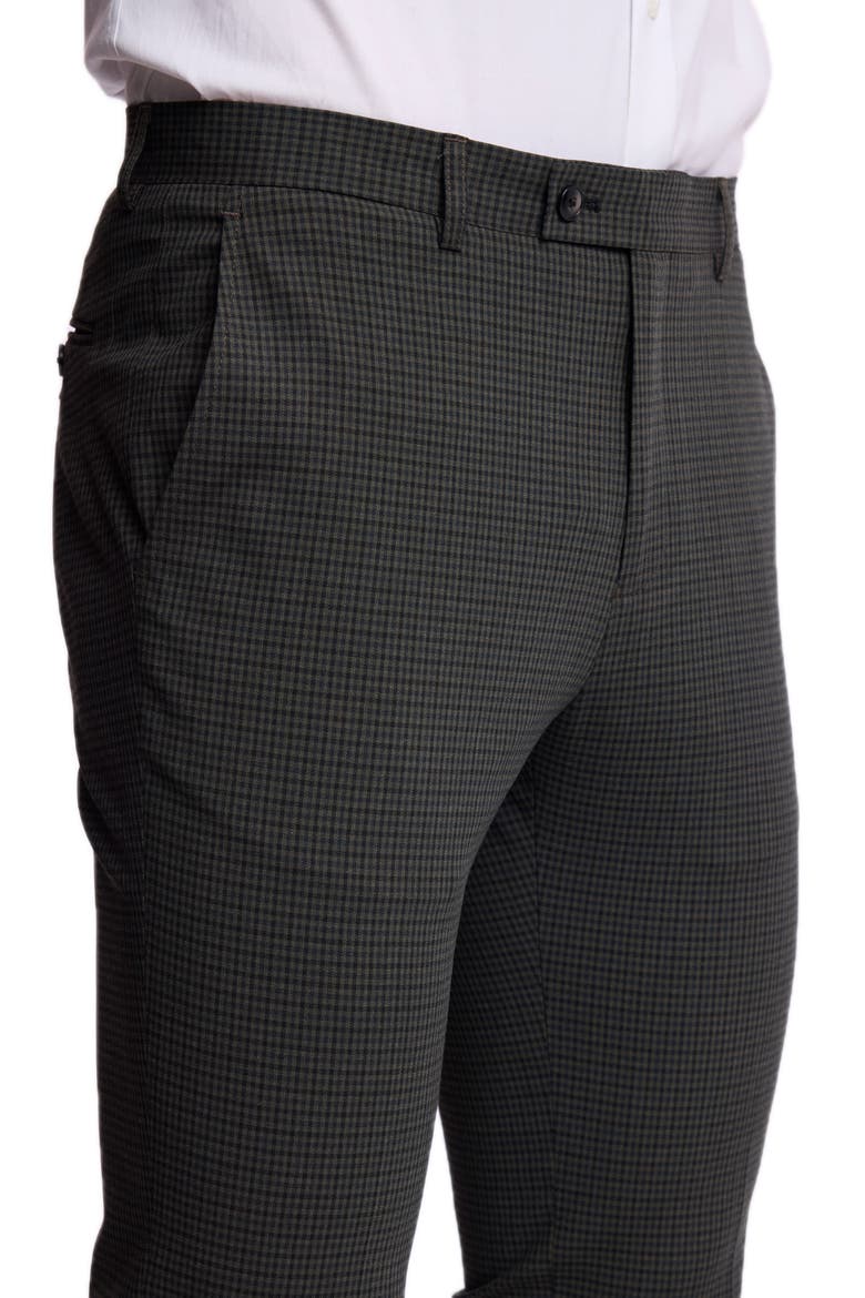 Downing Slim Fit Stretch Gingham Dress Pants, Alternate, color, GREEN NAVY BLACK GINGHAM