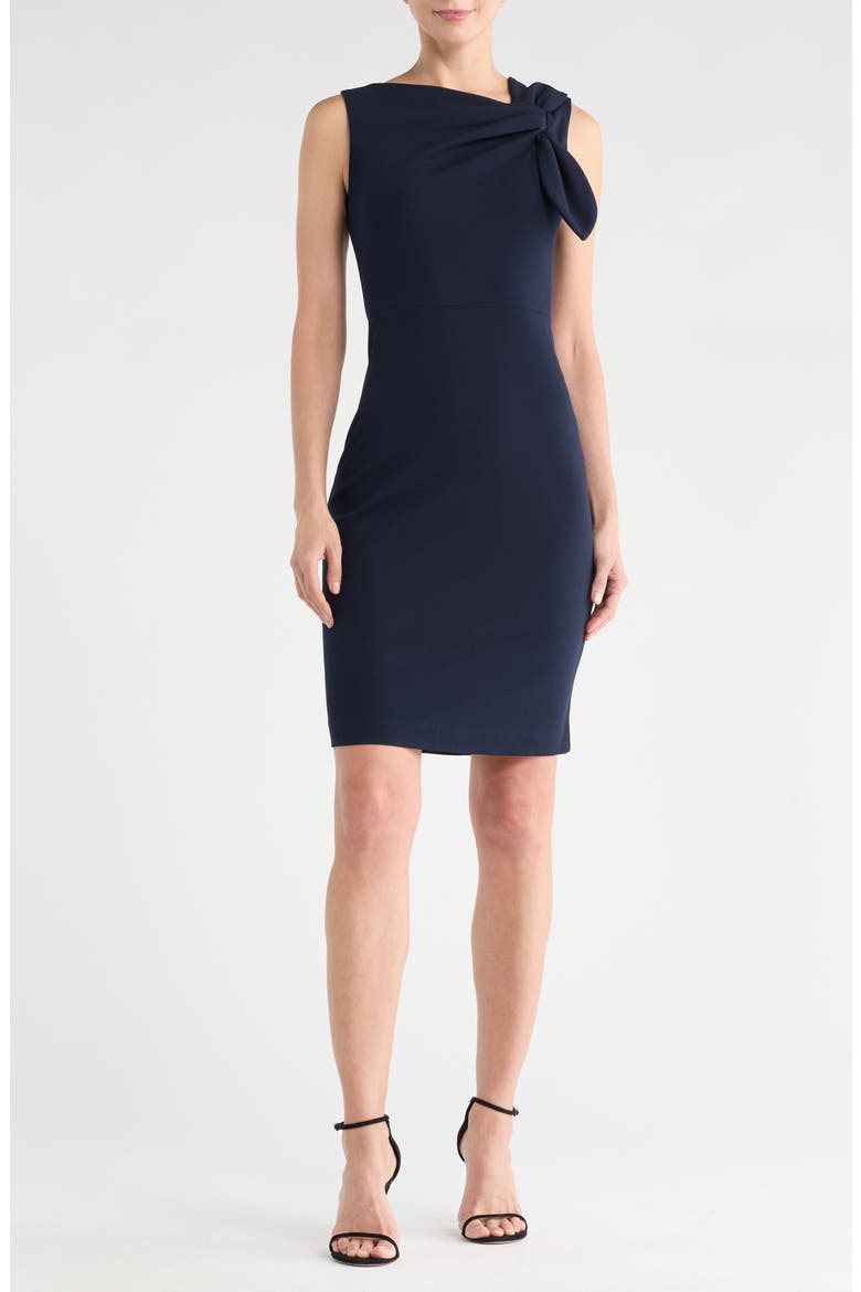 Tie Bow Sleeveless Sheath Dress, Main, color, NAVY