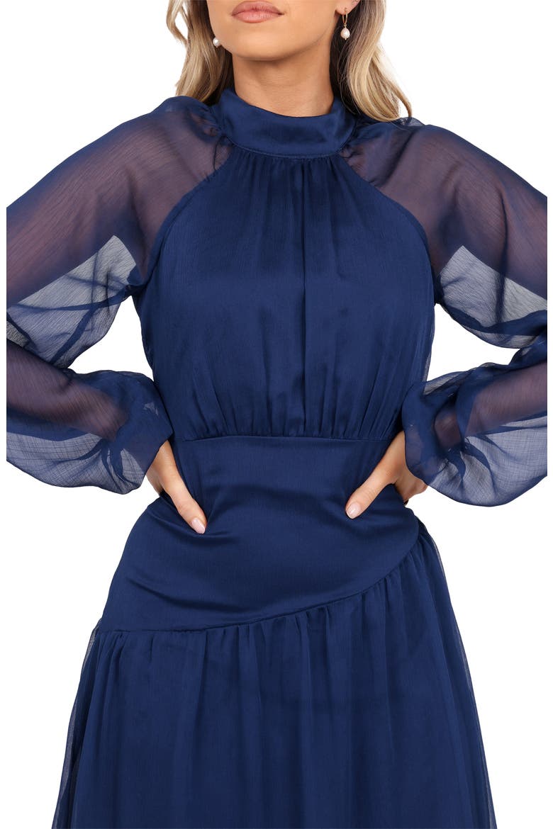 Julip Long Sleeve Tiered Maxi Dress, Alternate, color, NAVY