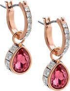 BY ADINA EDEN Colored Pear Pave Rimmed Drop Huggie Earring
