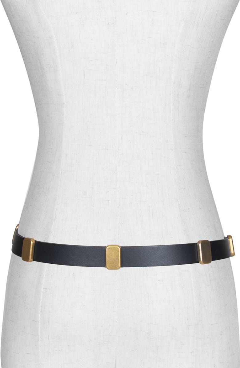 AllSaints Esta Leather Belt, Alternate, color, Black Antique Brass