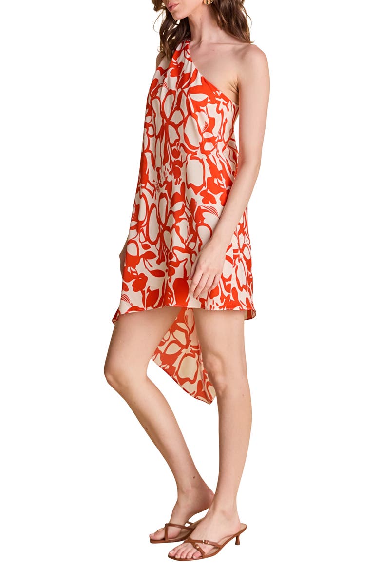 One-Shoulder Asymmetric Dress, Alternate, color, ORANGE