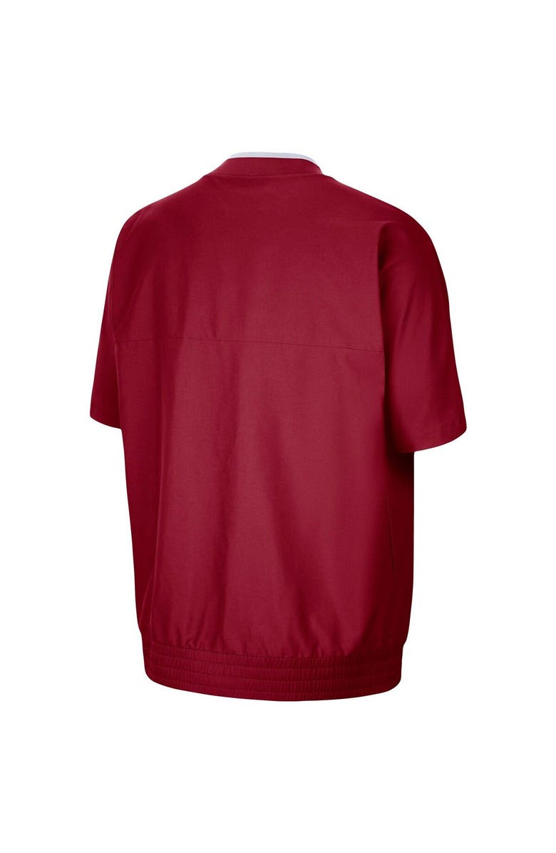 Jordan Brand Men's Jordan Brand Crimson Oklahoma Sooners 2021 Coaches Short Sleeve Quarter-Zip Jacket, Alternate, color, 