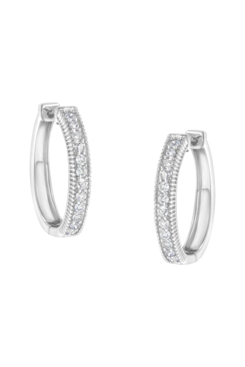 10KT White Gold 1.00 cttw Diamond Hoop Earring, Main, color, White