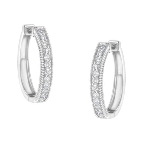 10KT White Gold 1.00 cttw Diamond Hoop Earring