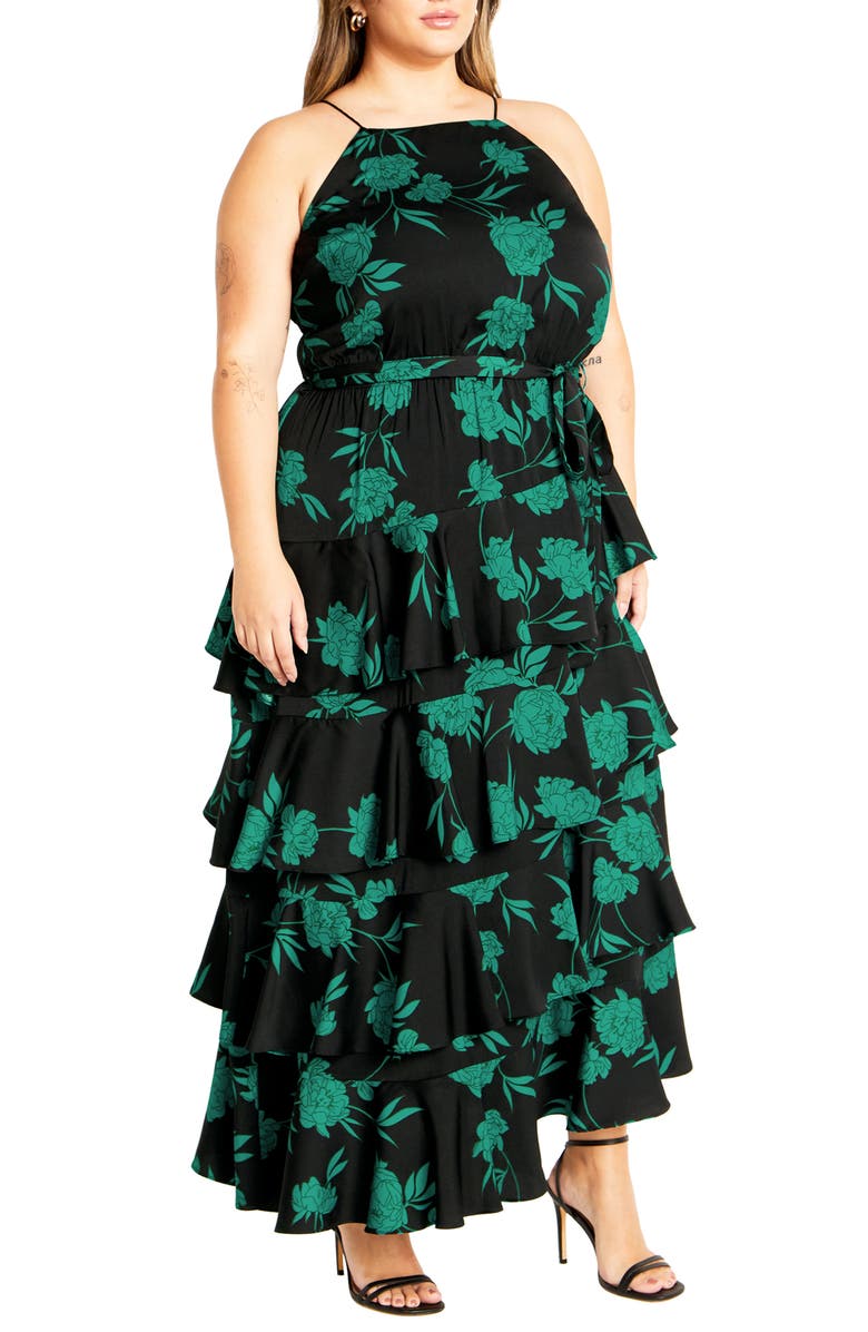 City Chic Joelle Tie Belt Maxi Dress, Alternate, color, 