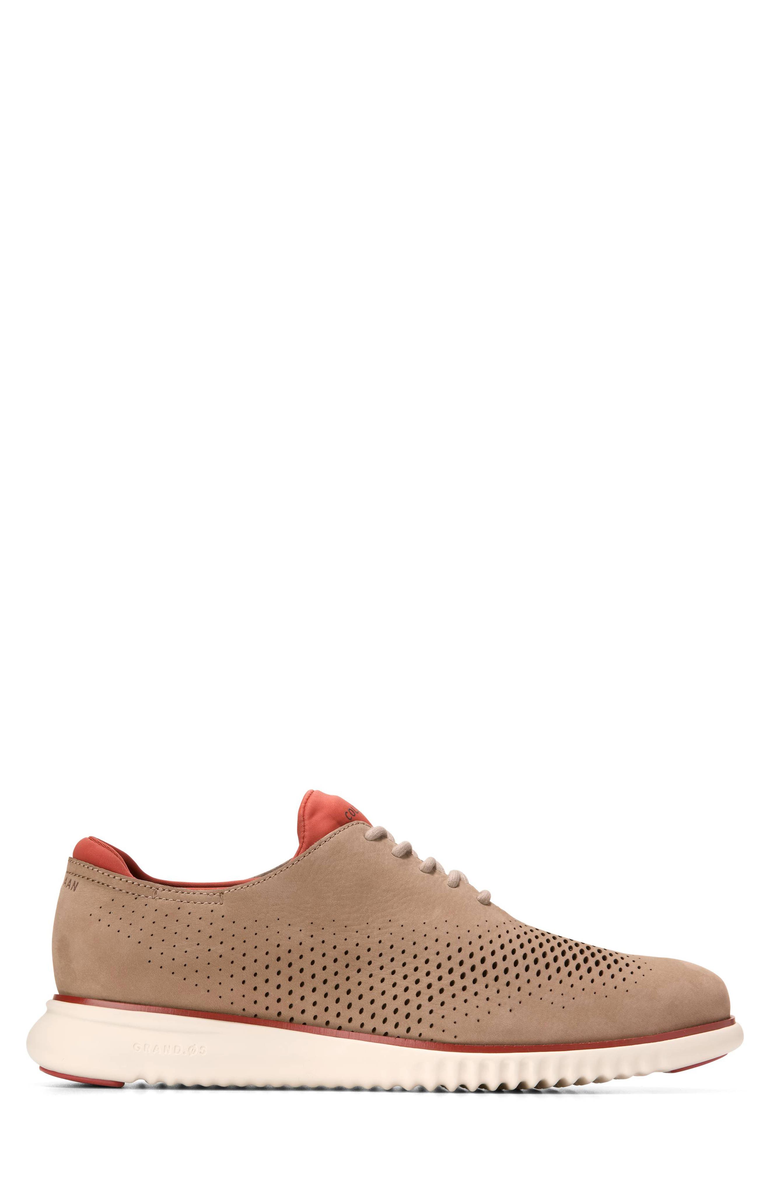 Cole Haan 2.ZeroGrand Laser Wing Derby, Alternate, color, Latte Nubuck / Cinnabar