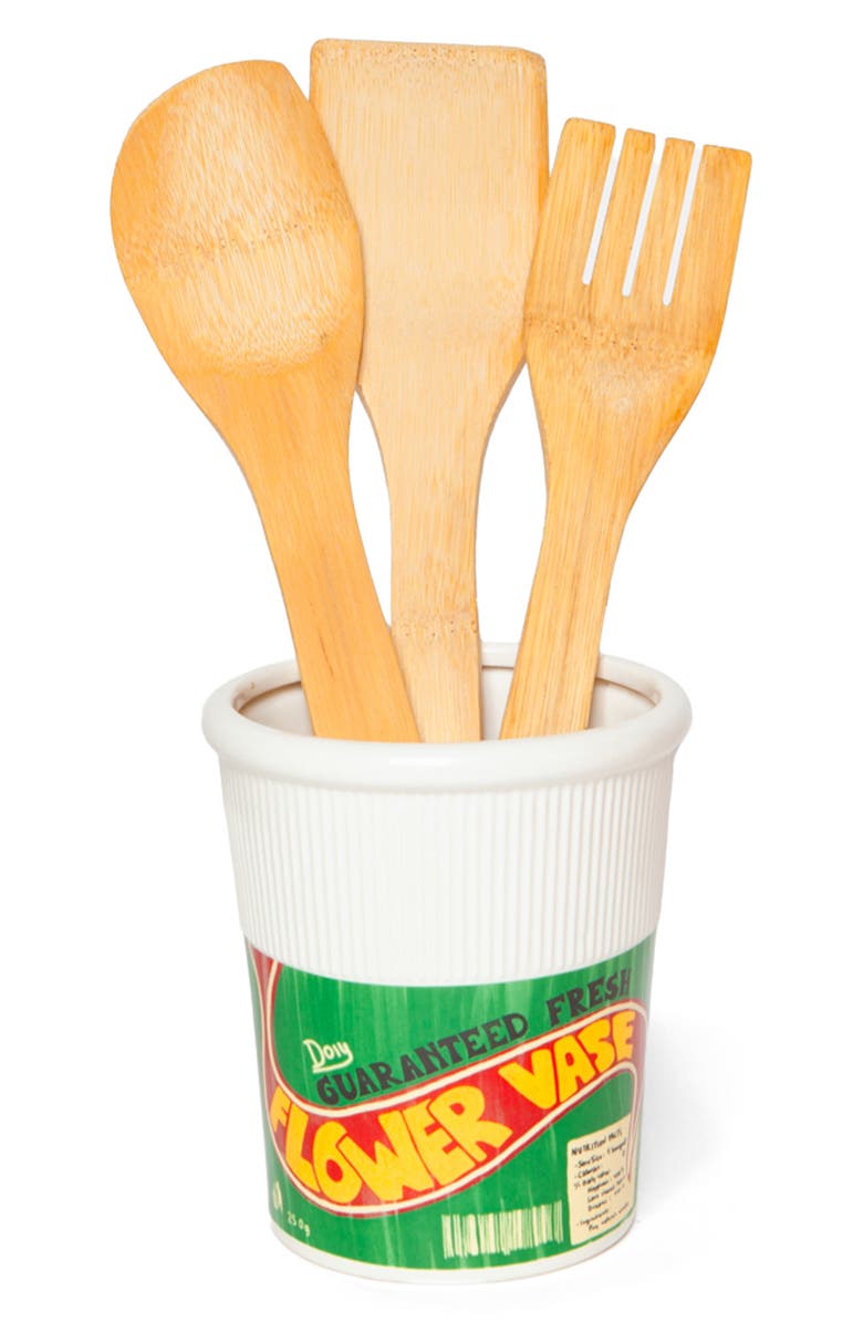 doiy Noodle Pot Ceramic Vase, Alternate, color, Green