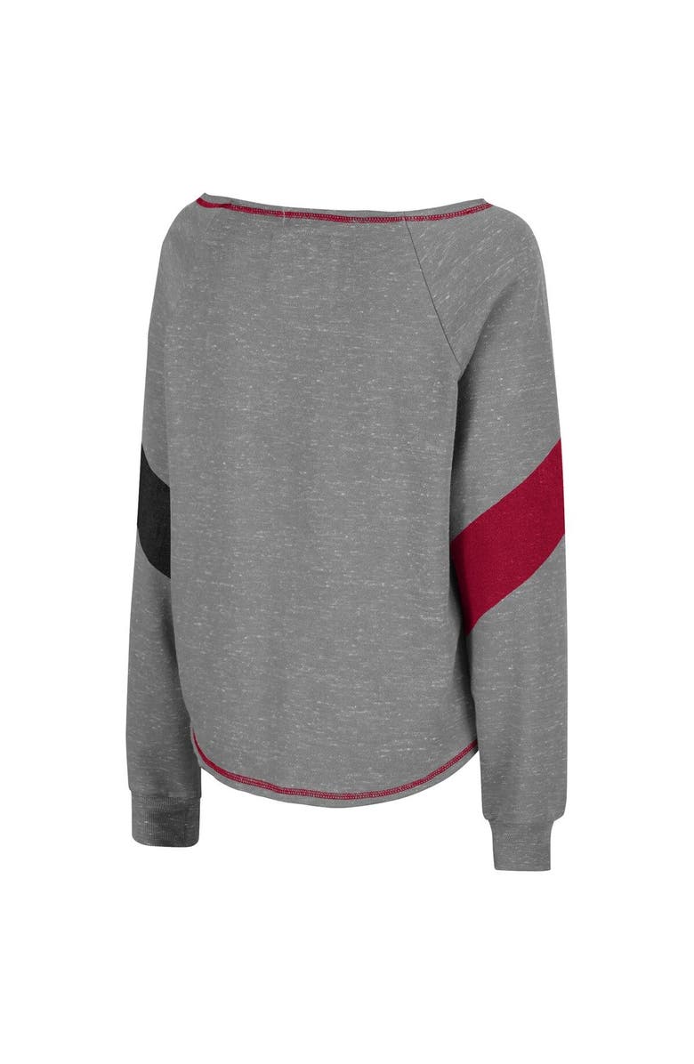 COLOSSEUM Women's Colosseum Heathered Gray Indiana Hoosiers Amped Chevron Stripe Raglan Boat Neck Pullover Sweatshirt, Alternate, color, 