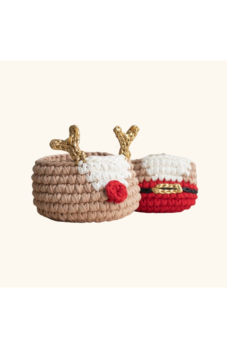 Anzy Home Christmas Deer and Santa Baskets, Main, color, White