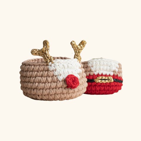 Christmas Deer and Santa Baskets