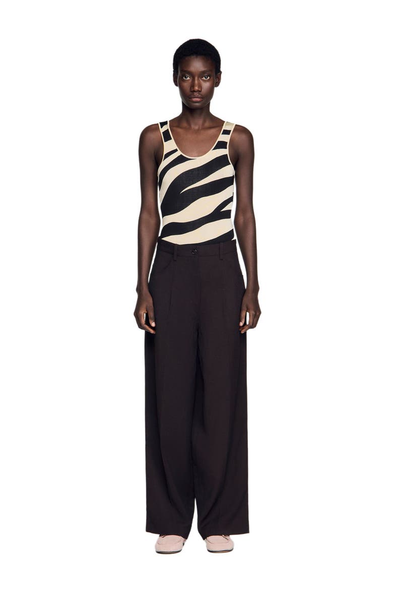 Wide-leg trousers, Alternate, color, Brown