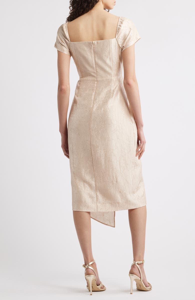 Tahari ASL Crinkle Satin Dress, Alternate, color, Champagne