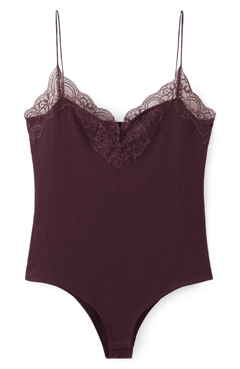 Lace Rib Camisole Bodysuit