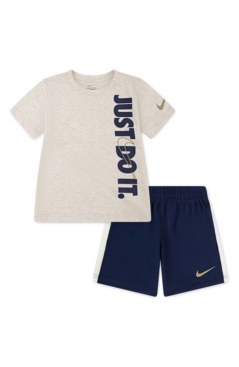 'Just Do It' T-Shirt & Shorts Set (Little Boys)