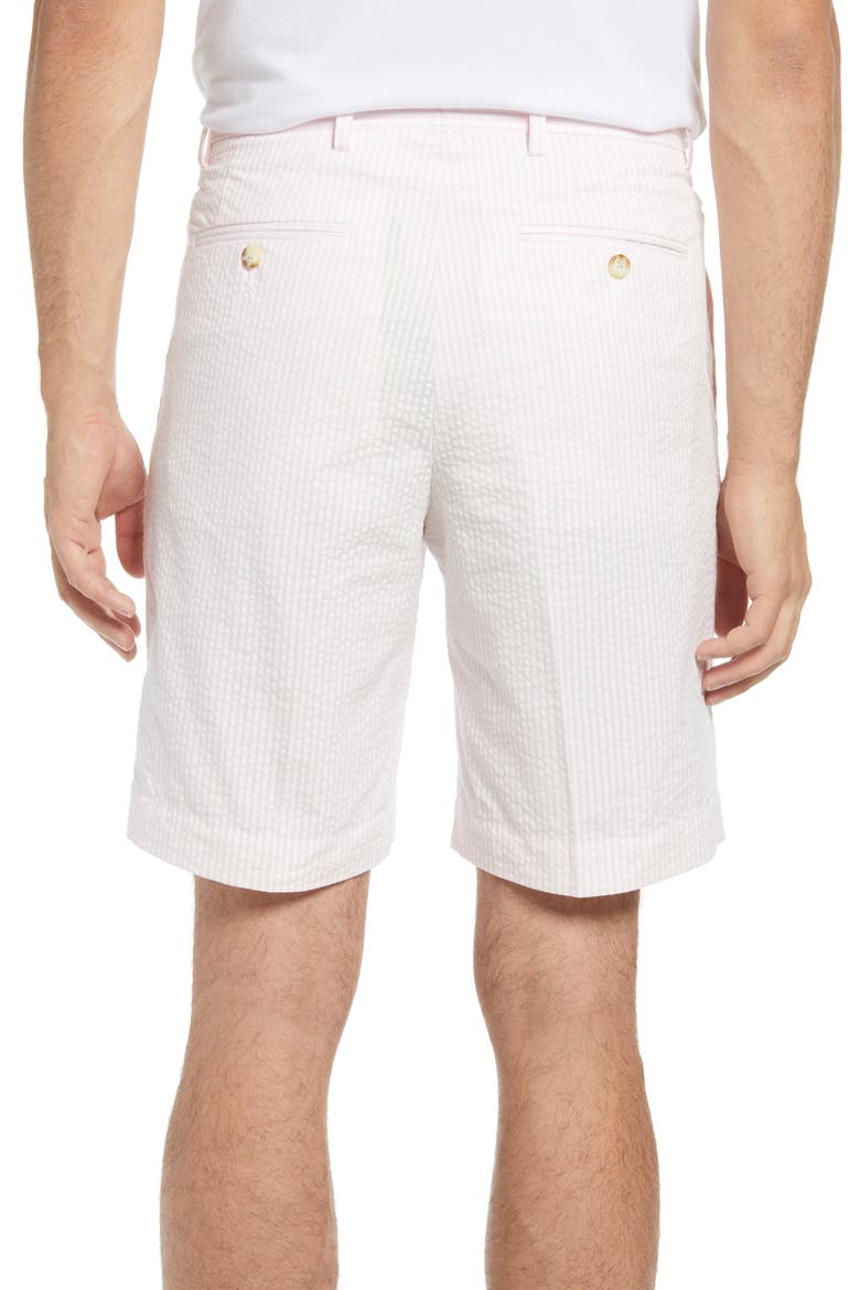 Flat Front Seersucker Shorts, Alternate, color, PINK