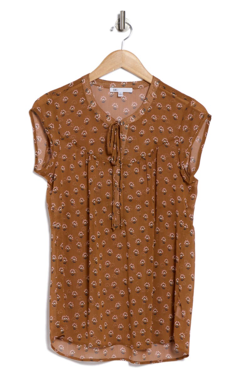 DR2 by Daniel Rainn Tie Neck Flounce Top, Alternate, color, Rust