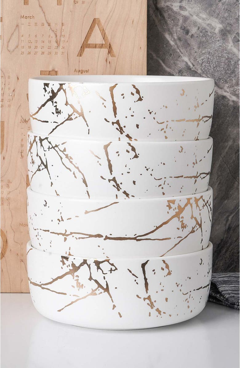 Stone Lain Zora Porcelain 4-Piece Bowl Set, Alternate, color, White