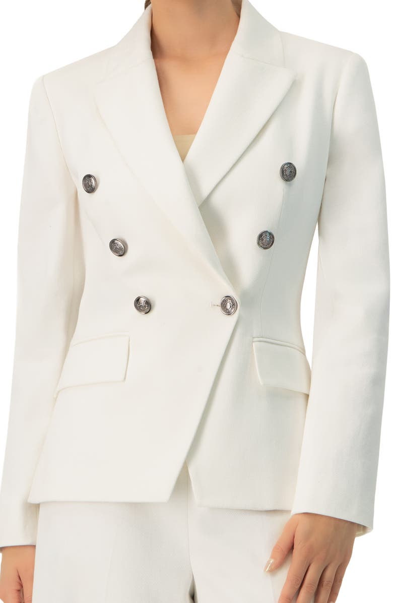 IVONNE Double-Breasted Blazer with Flap Pockets, Alternate, color, White