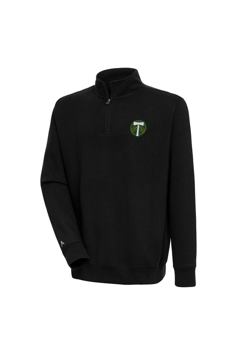 Men's Antigua Black Portland Timbers Victory Quarter-Zip Pullover Top, Main, color, Black