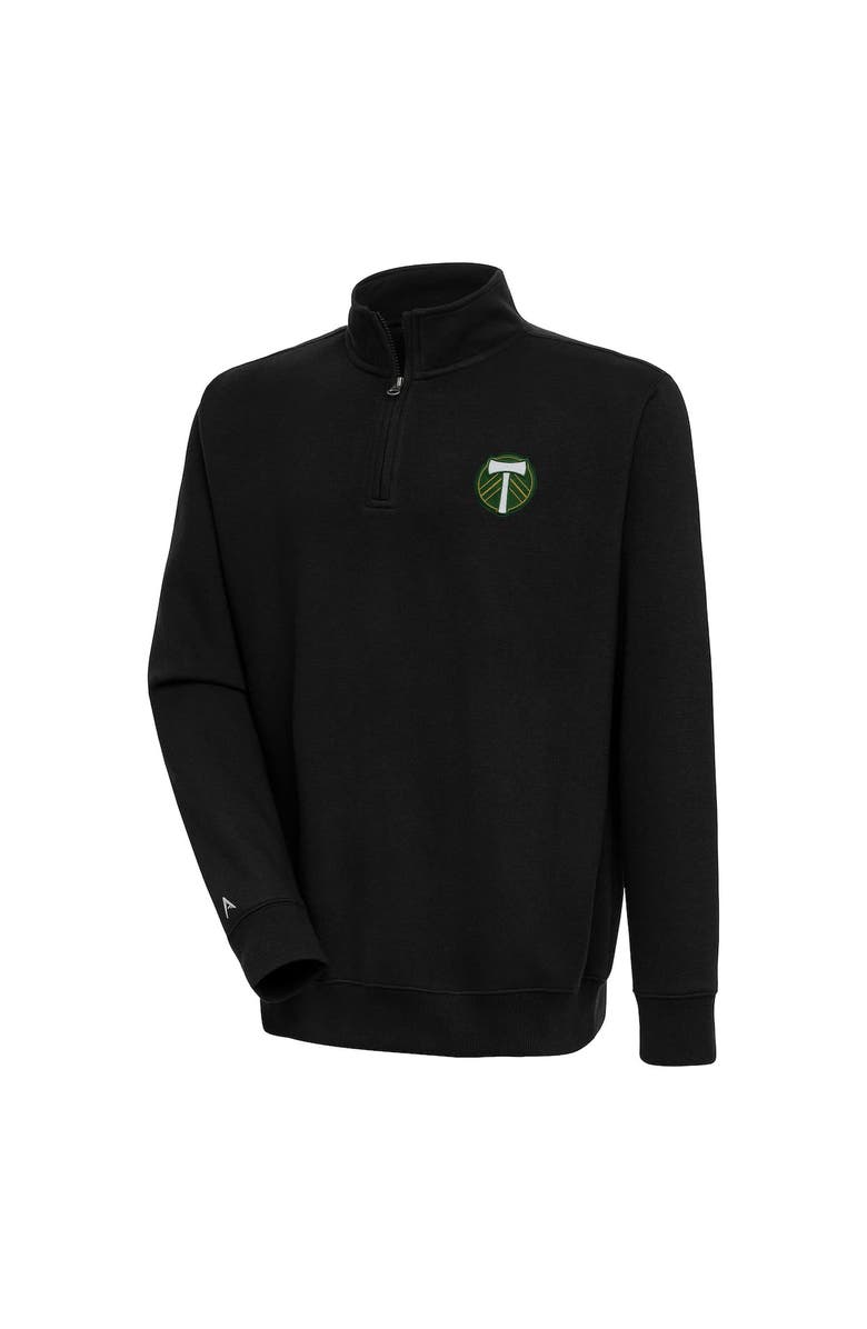 ANTIGUA Men's Antigua Black Portland Timbers Victory Quarter-Zip Pullover Top, Main, color,