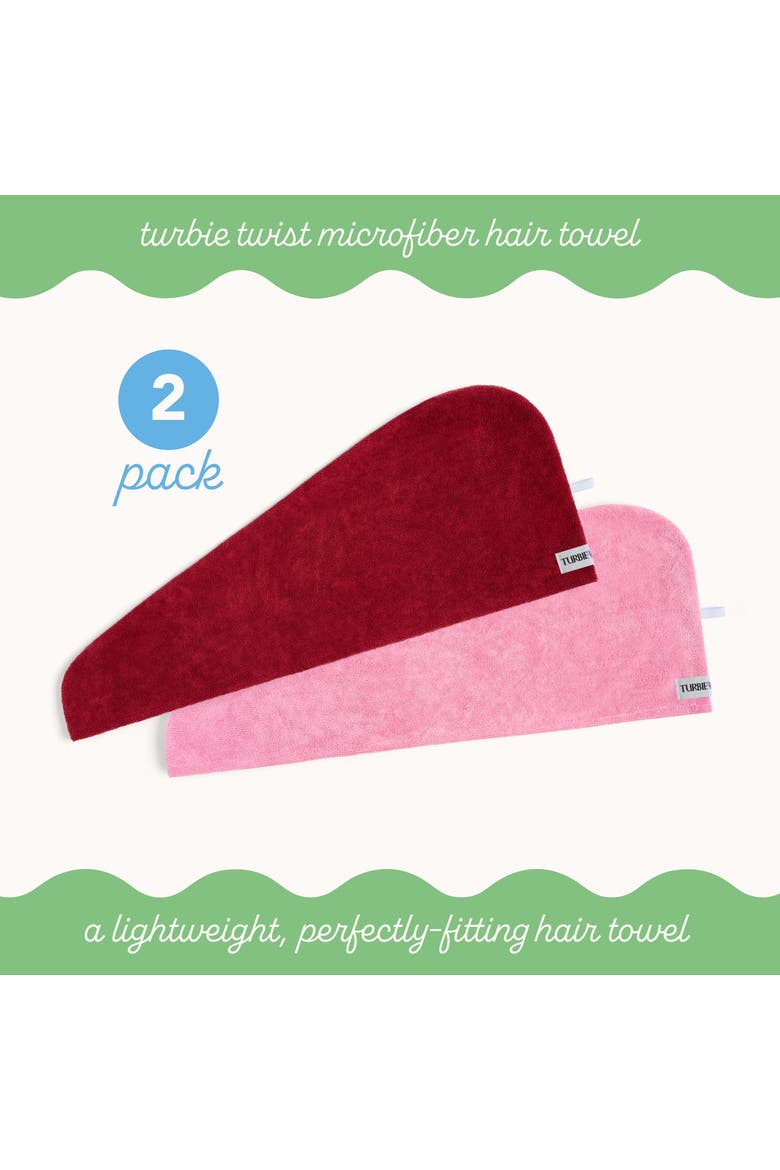 2 Pack Hair Towel Wraps for Straight, Wavy, Curly Hair, Alternate, color, Sea Pink