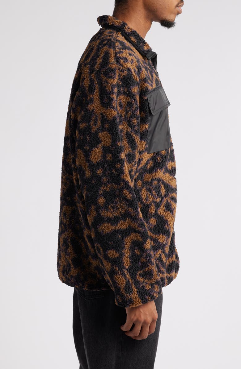 Vans Debrusk Loose Fit Leopard Print Fleece Jacket, Alternate, color, 