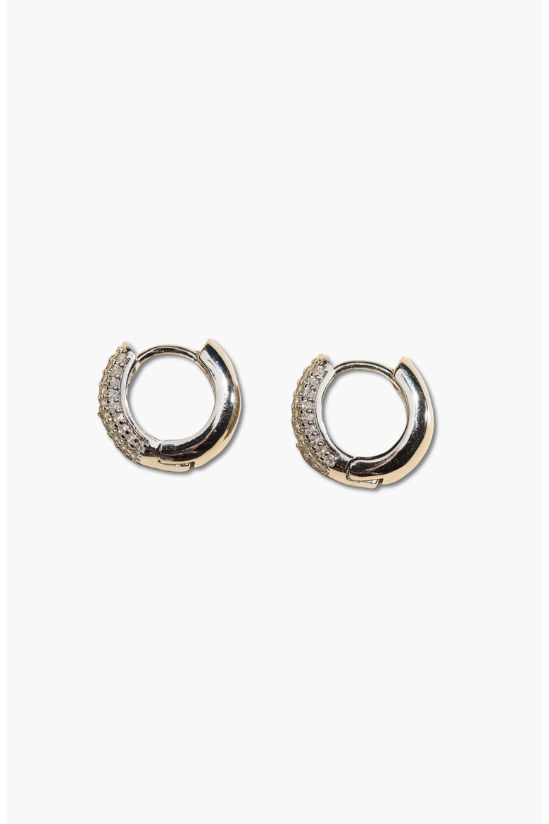 Pavé Dome Huggies, Alternate, color, Silver