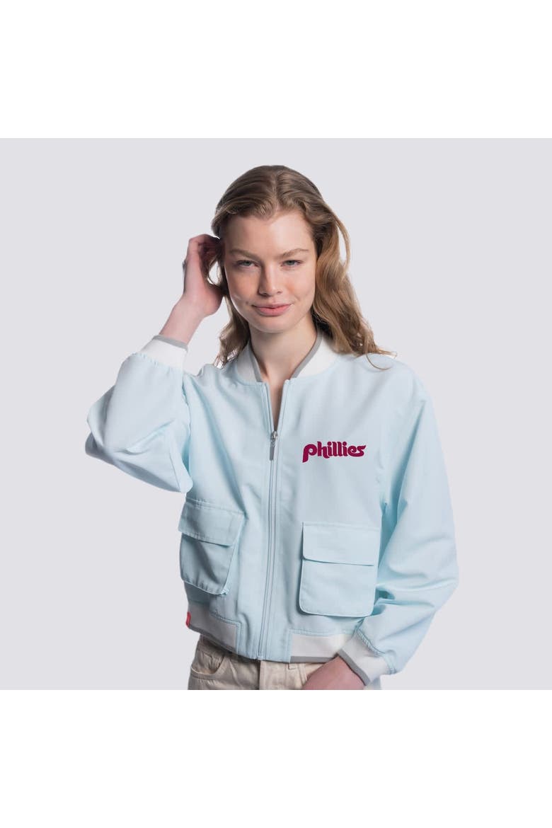 Women's Lusso  Light Blue Philadelphia Phillies Paisley Cropped Full-Zip Jacket, Main, color, Light Blue